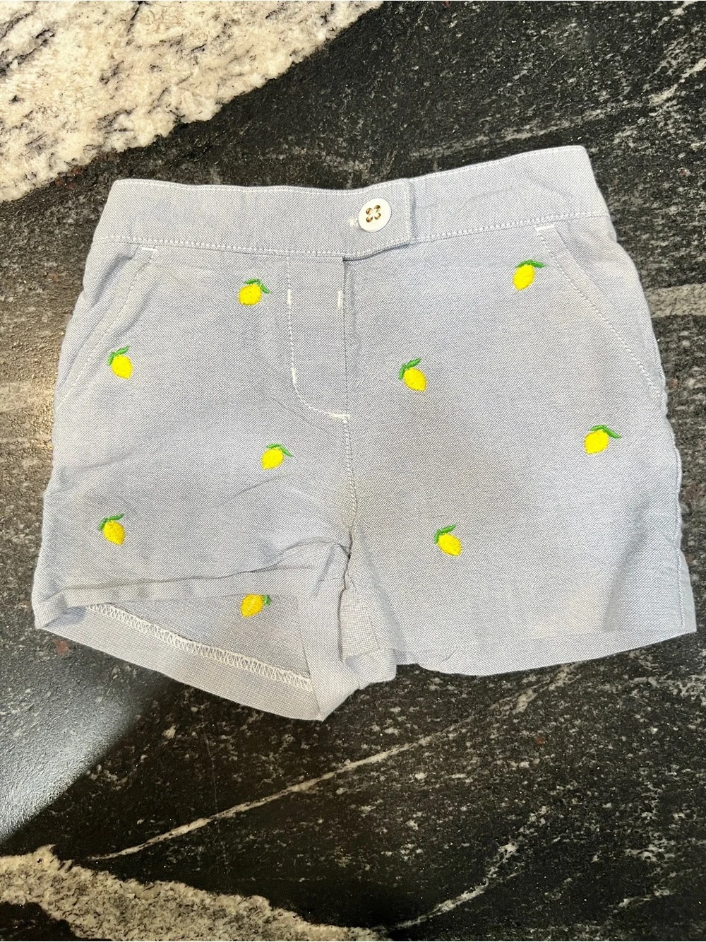 Janie and Jack Blue Lemon Embroidered Shorts 12-18 Months